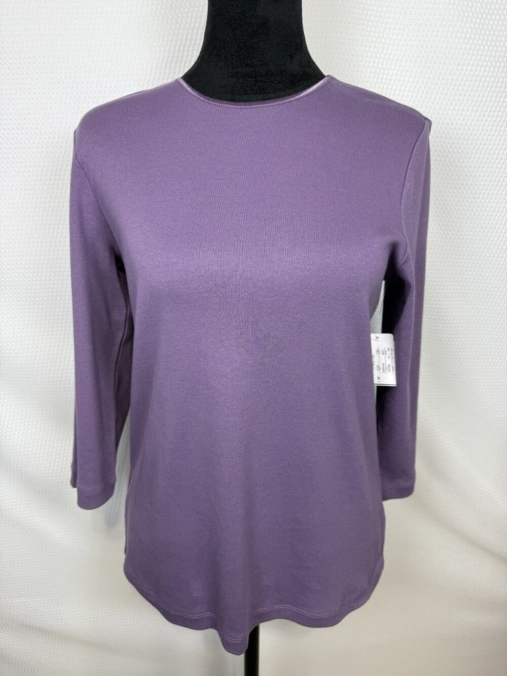 Christopher&banks Size Small Crew Neck 3/4 Sleeve 100% Cotton Purple Top